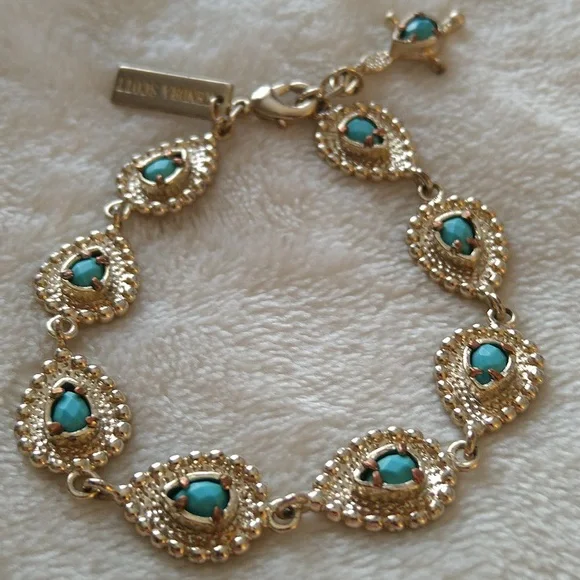 Kendra Scott Bria Bracelet Gold with Turquoise Stones Vintage Rare - Picture 1 of 10